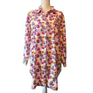 Frankie and Johnny Floral Print Women's Pajama Night Shirt Size S/M